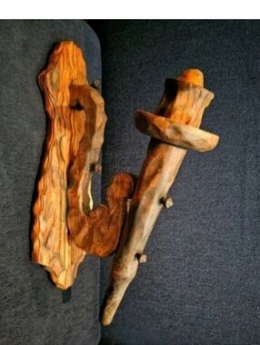 Vintage Rustic Wood Wall Sconce Candle Holder Made In Spain